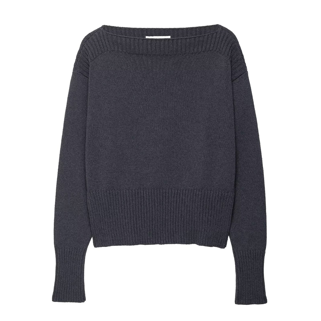 Dame elegant oversized strikpullover med bred rund halsudskæring Stilla