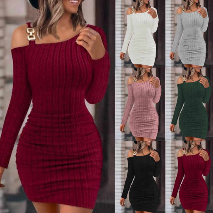 Dame Off-Shoulder Minikjole med struktureret design og dekorative skulderremme Stilla