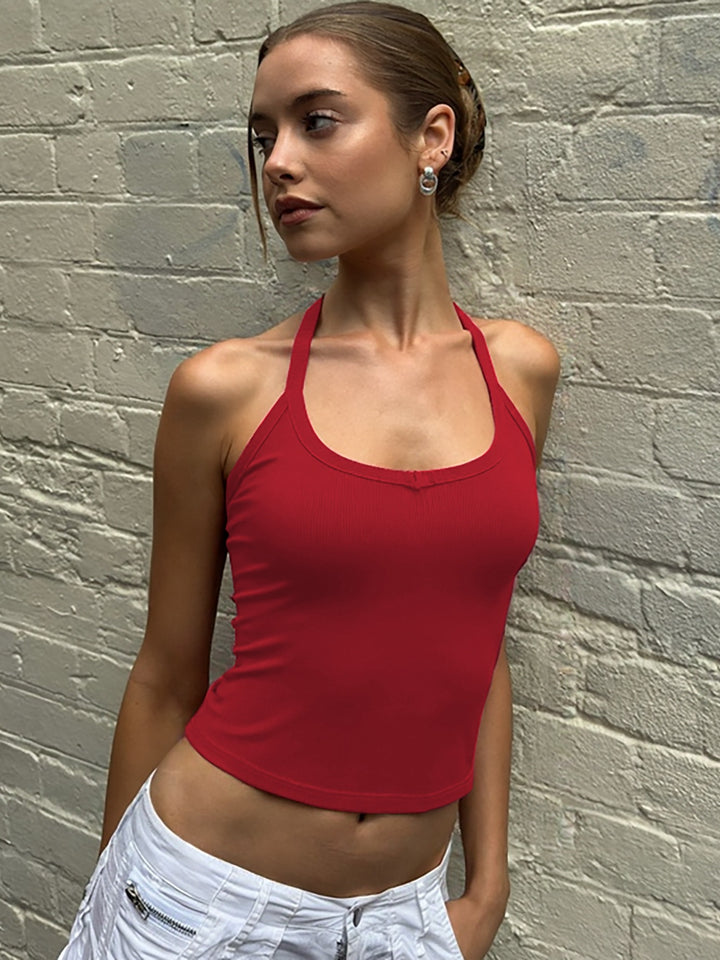 Dame Sporty spaghetti-top i elastisk materiale med dyb V-udskæring Stilla