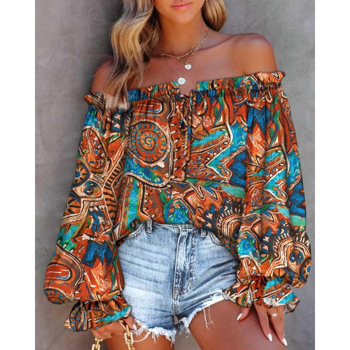 Dame Off-Shoulder Bohemian Bluse med flydende ærmer Stilla
