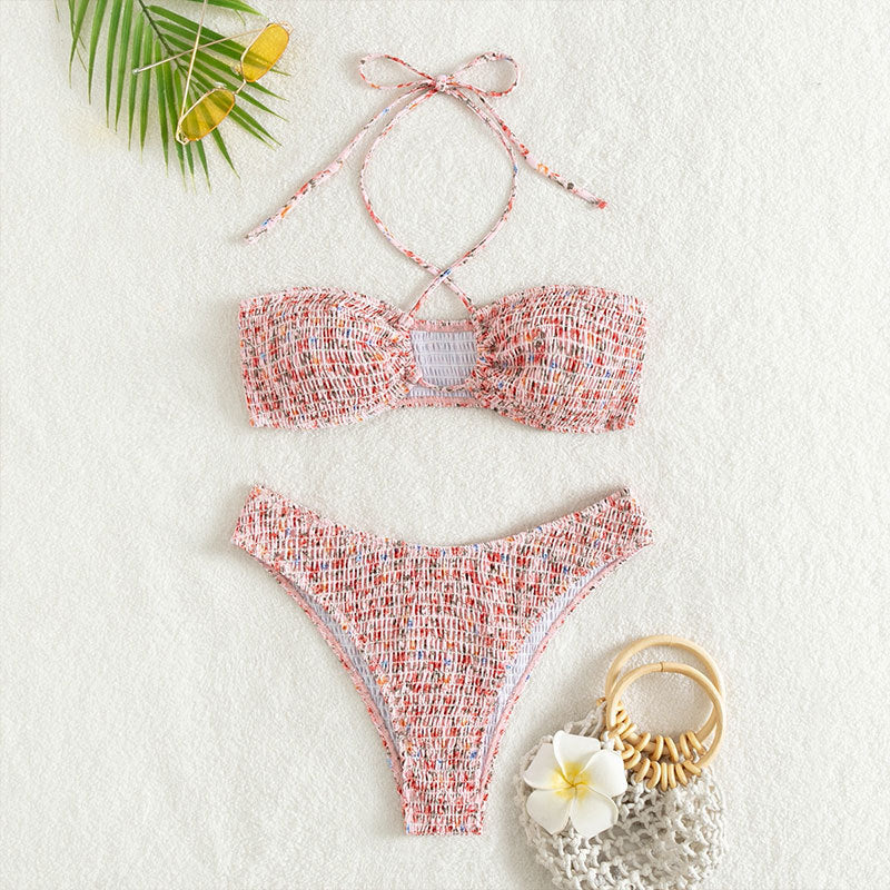 Dame Bandeau-bikini med fletdesign og justerbare stropper Skovae