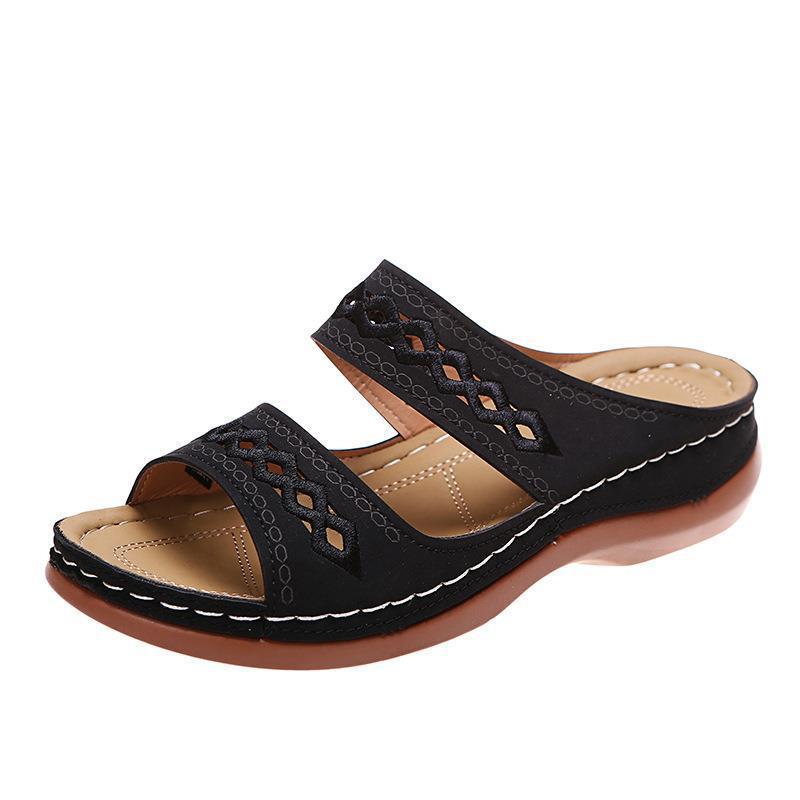 Dame komfortable clogs med elegant broderi Stilla