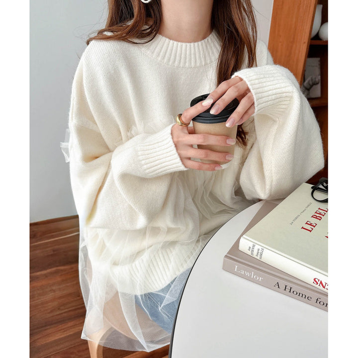 Kvinders oversized pullover med flæsedetaljer Stilla