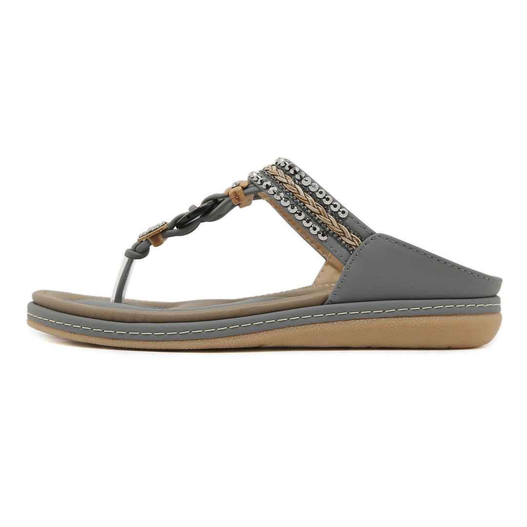 Dame flip-flops med glamourøse udsmykninger og komfortabelt fodseng Stilla