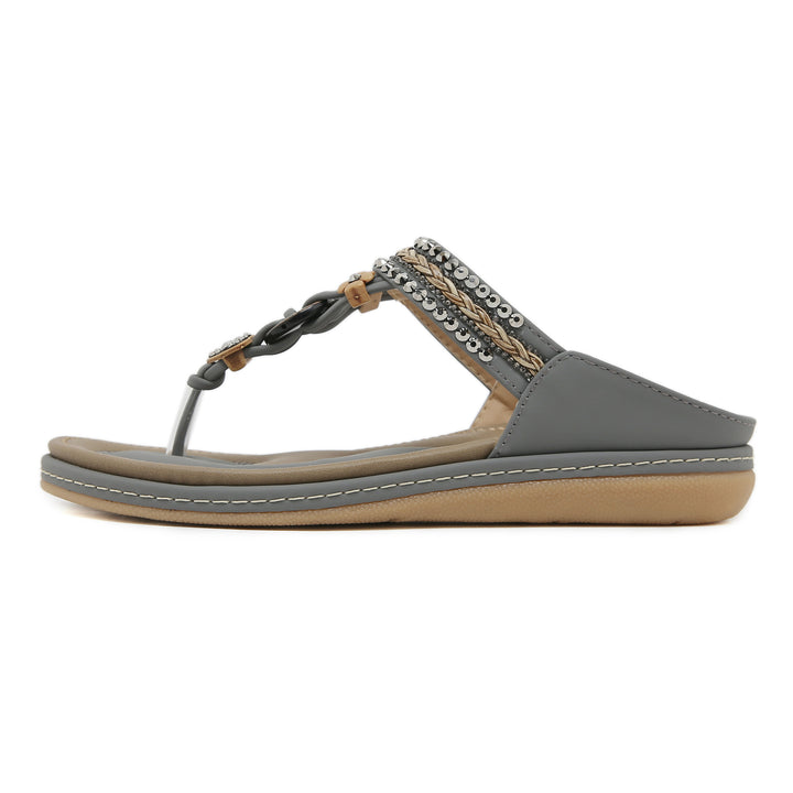 Dame flip-flops med glamourøse udsmykninger og komfortabelt fodseng Stilla