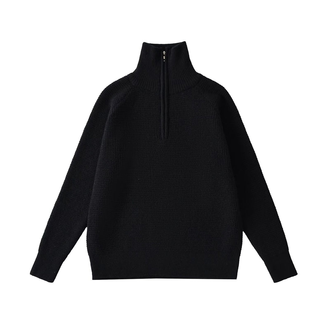 Dame Blød Finstrik Pullover med Ståkrave Stilla