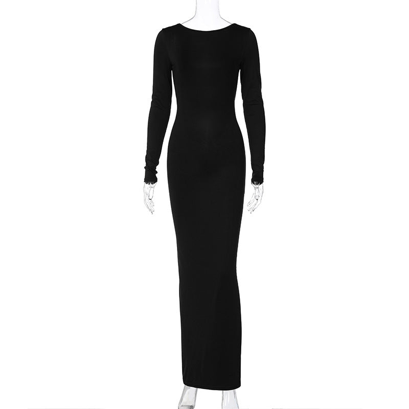 Dame Elegante Langærmet Maxikjole med figursyet Snit Stilla