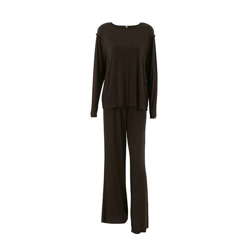 Dame afslappet pyjamas-sæt med elegant rund halsudskæring og høj talje Stilla