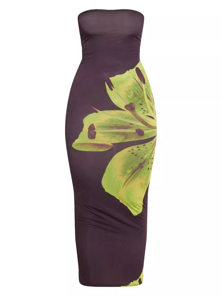 Femme Contemporary Strapless Floral Maxi Dress Stilla
