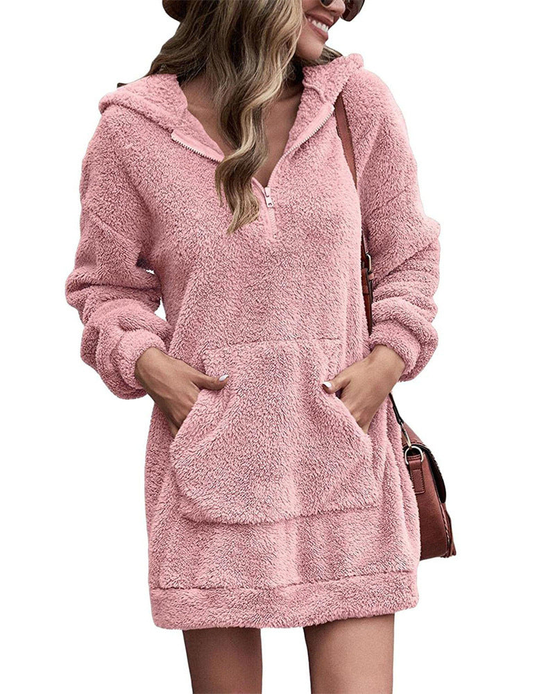 Dame hættekjole lavet af blød og varm fleece Stilla