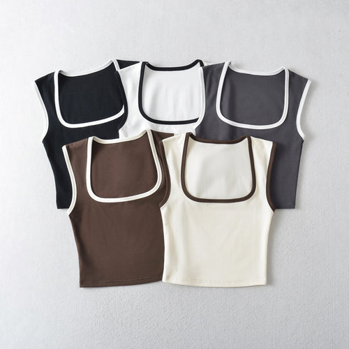 Dame Crop-Top med firkantet udskæring og smalle stropper Stilla