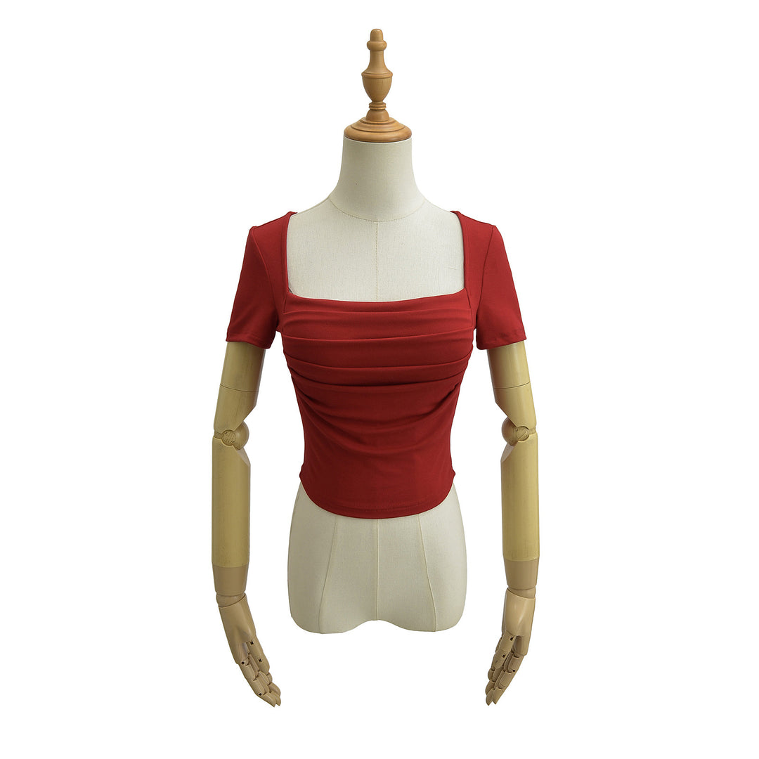 Dame Kortærmet Crop-Top med raffineret Drapée-design Stilla