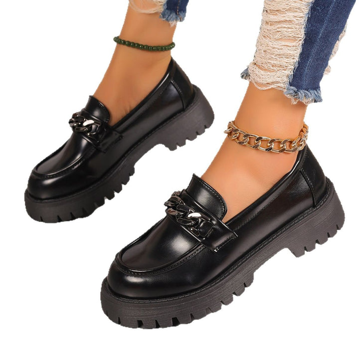 Dame Chunky Loafers med kæde-applikation og robust profil Stilla