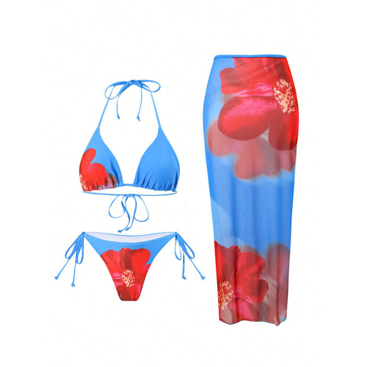 Dame bikini sæt med blomsterovertræk og elegante detaljer Skovae