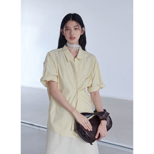 Dame Oversized Skjortebluse med kort ærme og moderne snit Stilla
