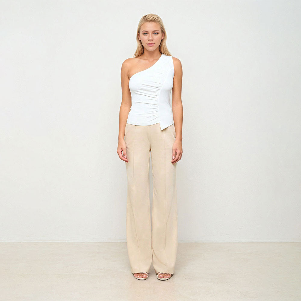 Kvinders asymmetrisk top med sofistikeret draperingsdesign og elegant effekt Stilla