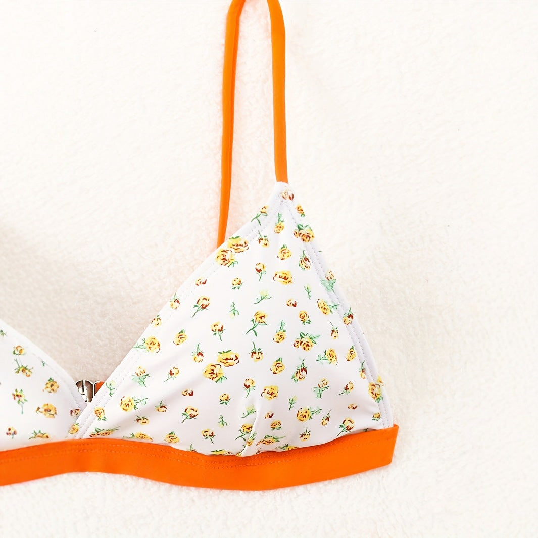 Dame blomster mønster bikini med raffineret skæring Skovae