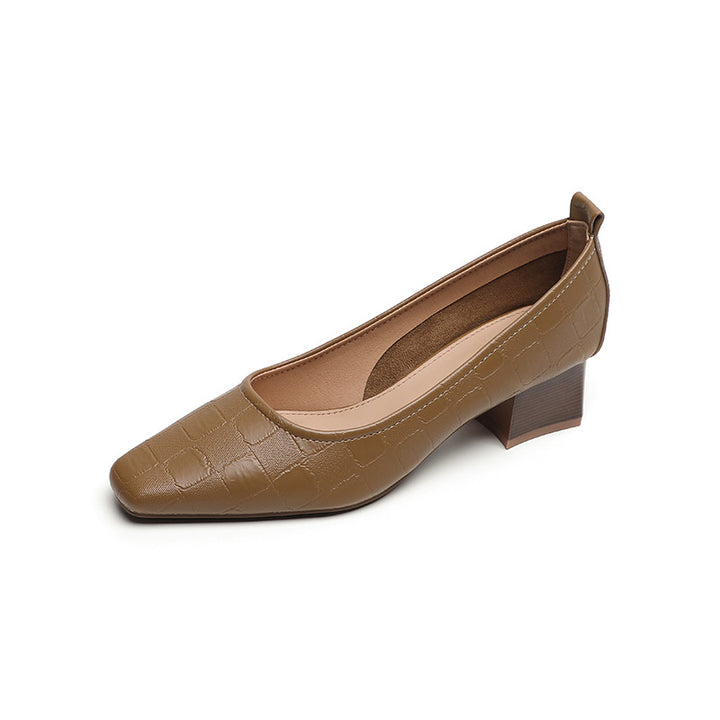 Dame spidse blokhæls slingback pumps med krokodillelæder-look Stilla