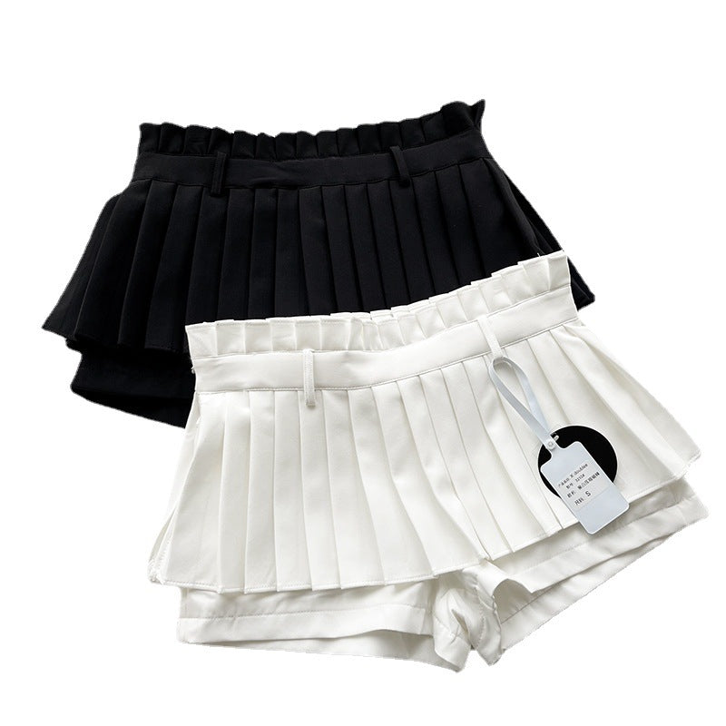 Dame Plissé-shorts med integreret underkjole og elastisk talje Stilla