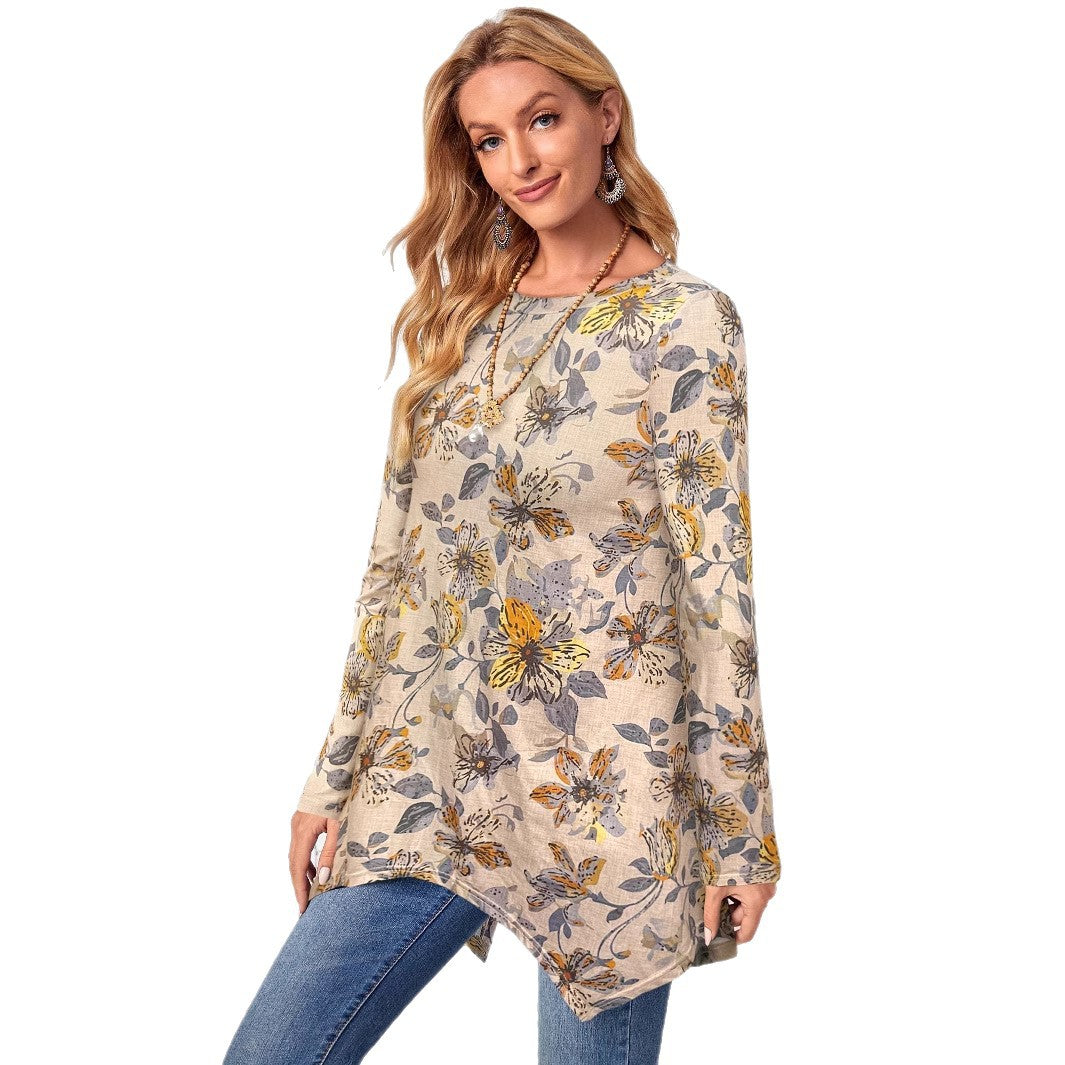 Damer Elegante og afslappede overdel med blomsterprint og asymmetrisk kant Stilla
