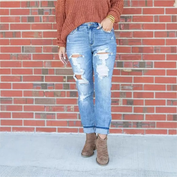 Dame Ripped Boyfriend Jeans med afslappet pasform Stilla