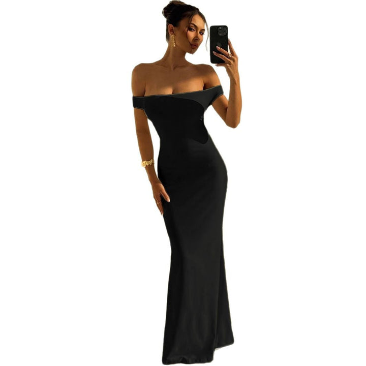 Dame Elegant Off-Shoulder Maxikjole med tætsiddende snit Skovae