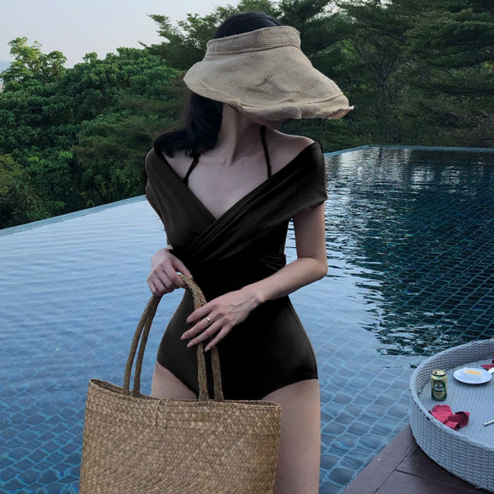 Dame Off-Shoulder Elegantly Draped Éntalid Badetøj Stilla