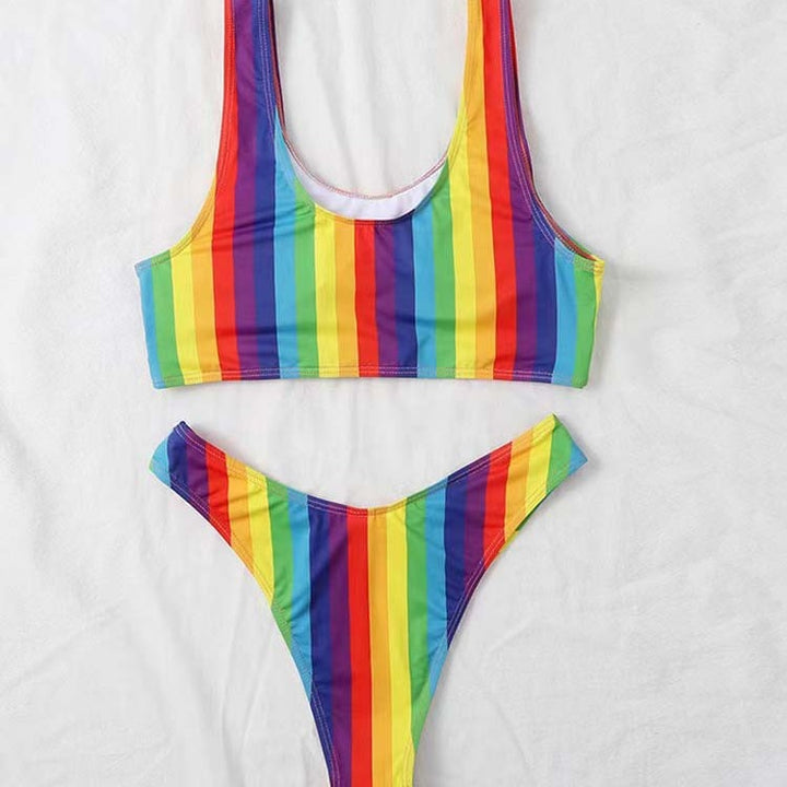 Dame Højskåret Stribet Bikini-Sæt Stilla