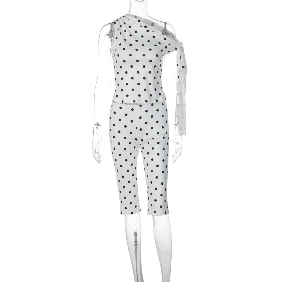 Dame Polka-Dot-Éntegrated med asymmetrisk snit Skovae