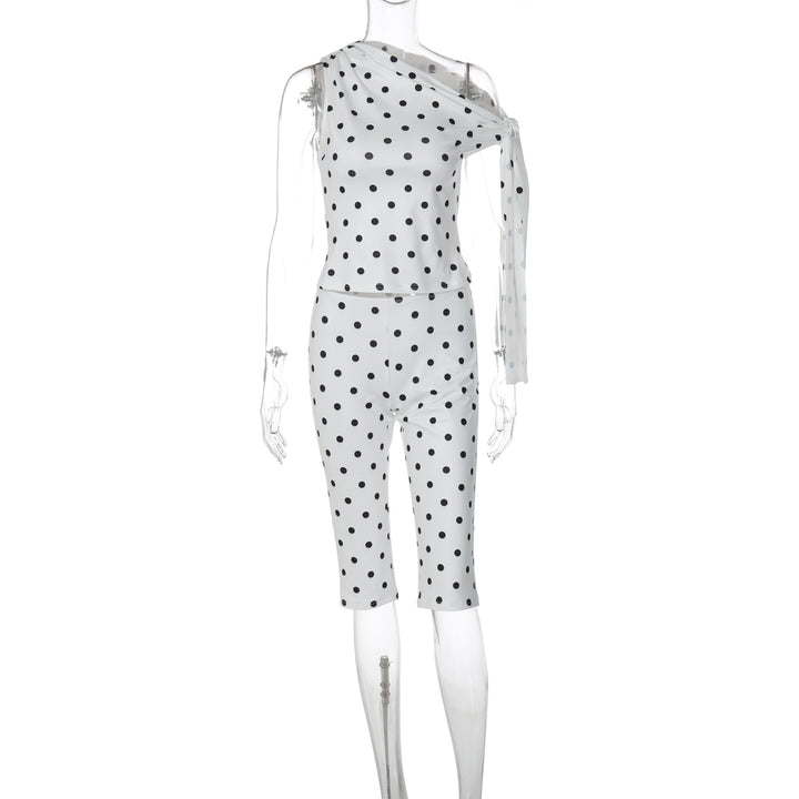 Dame Polka-Dot-Éntegrated med asymmetrisk snit Skovae