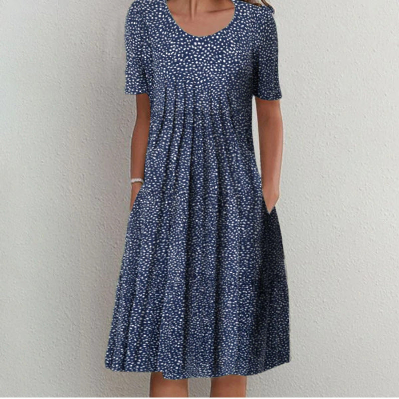 Dame blomsterkjole midi med plisseret design Stilla
