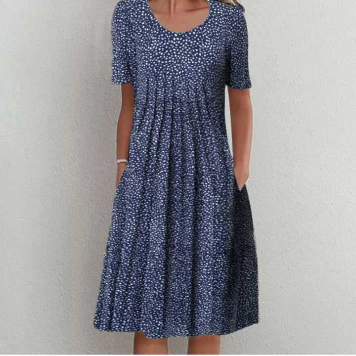 Dame blomsterkjole midi med plisseret design Stilla