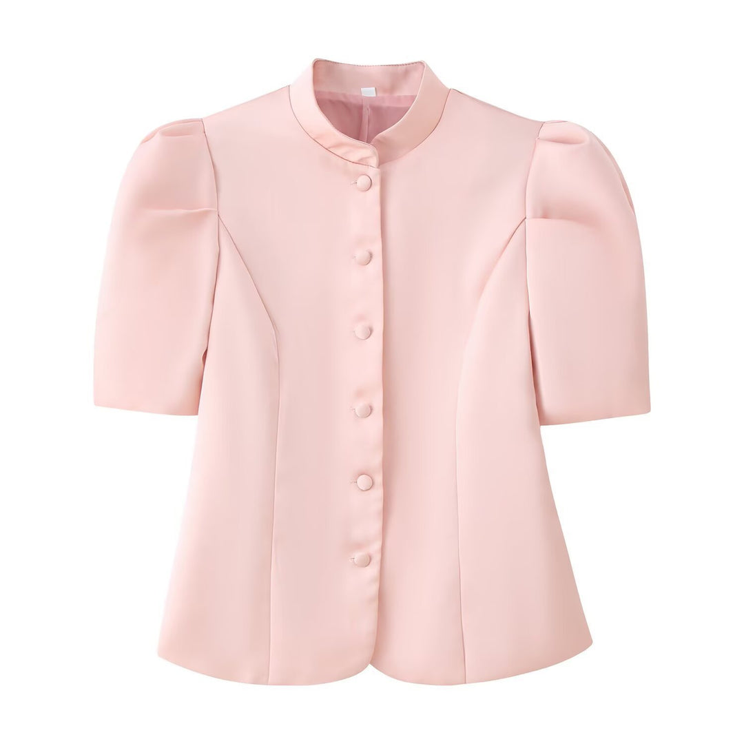 Dame blazer med puffærmer og elegant ståkrave Skovae