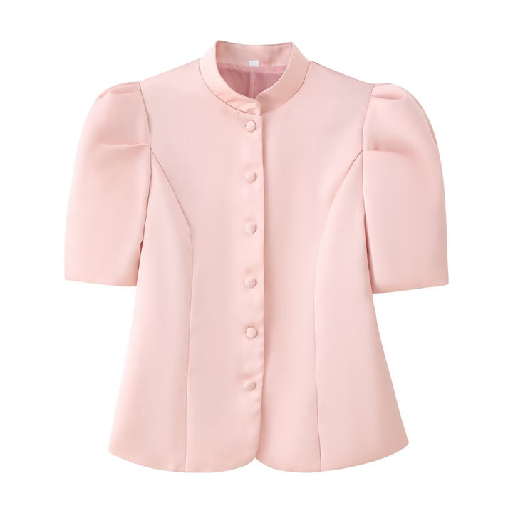 Dame blazer med puffærmer og elegant ståkrave Skovae