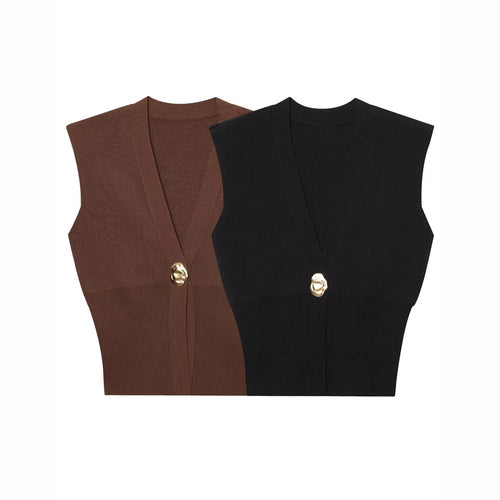 Femme Struktureret Ærmeløs Cardigan Vest Stilla