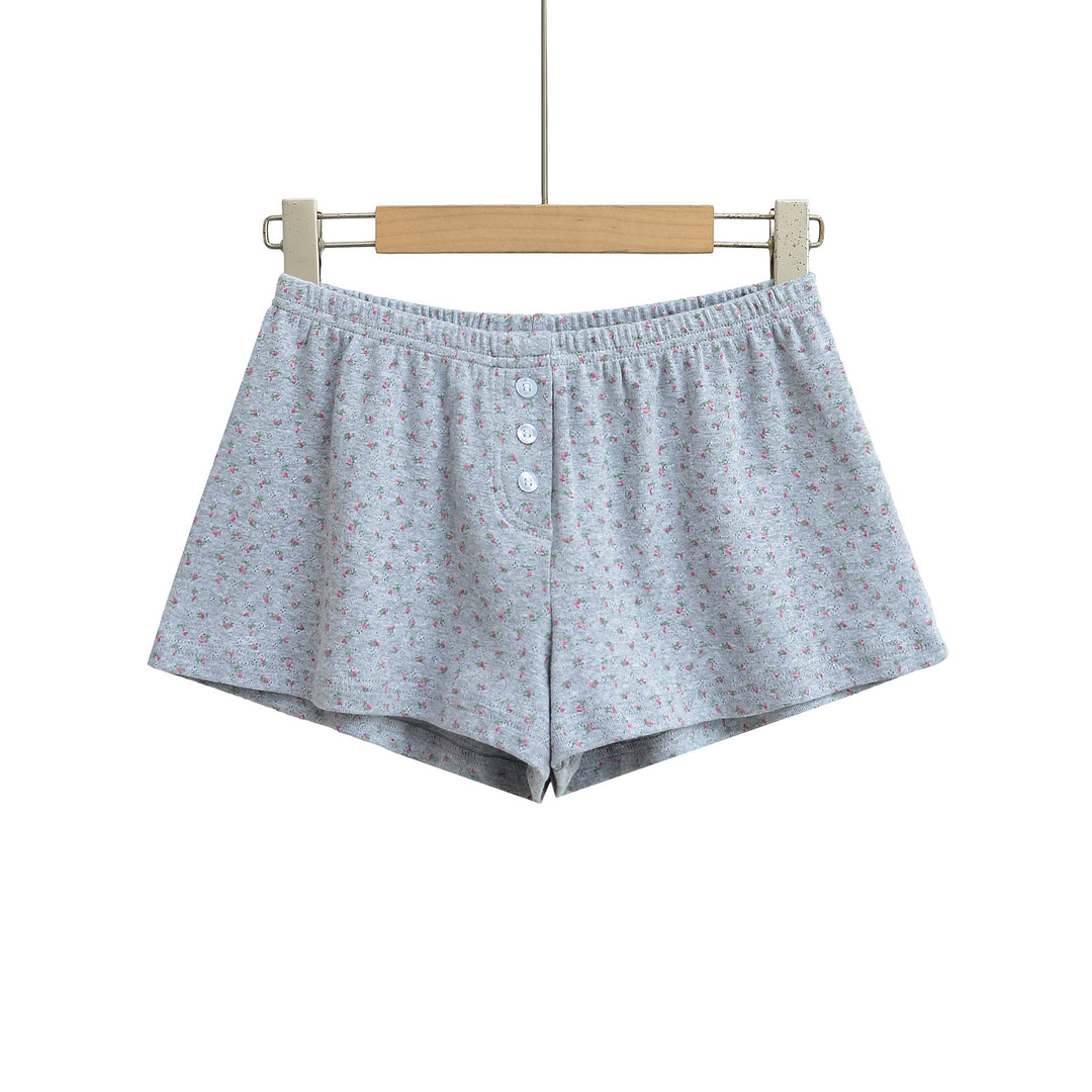 Dame bomuldsshorts med blomsterprint og komfortabel elastisk talje Stilla