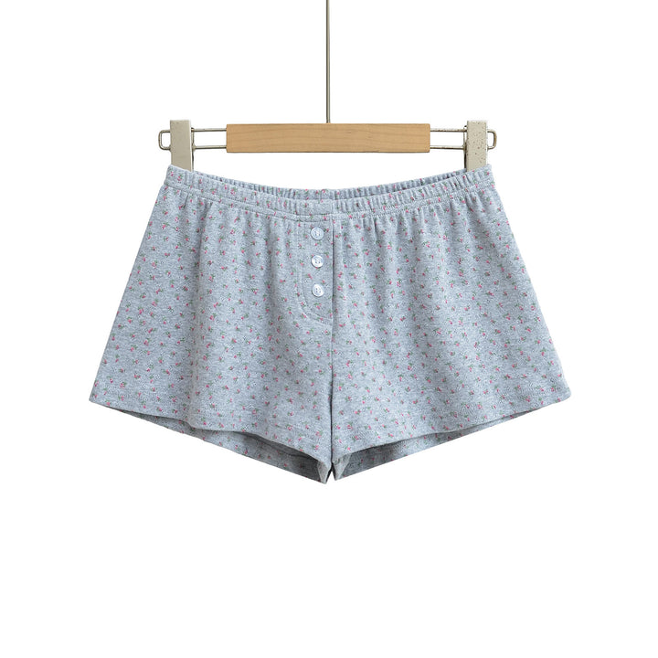 Dame bomuldsshorts med blomsterprint og komfortabel elastisk talje Stilla