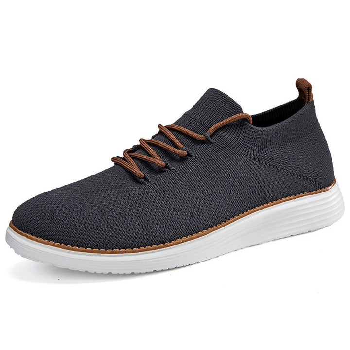 Herrer nan elastisk strik-sneaker i sokke-design med polstret komfortfoders, fleksibel letløbssål og dekorativ snøring Skovae