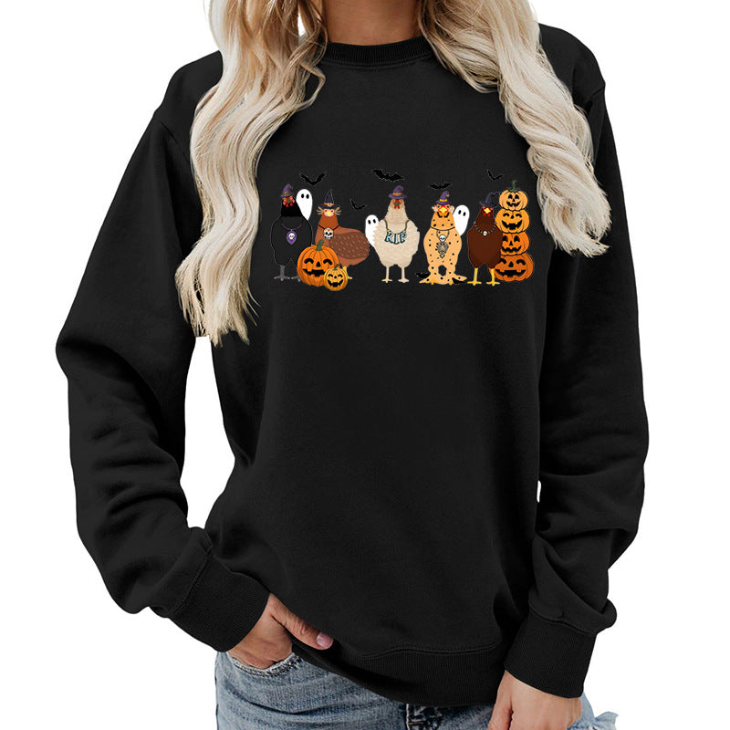 Dame sweatshirt med muntert Halloween-motiv Stilla