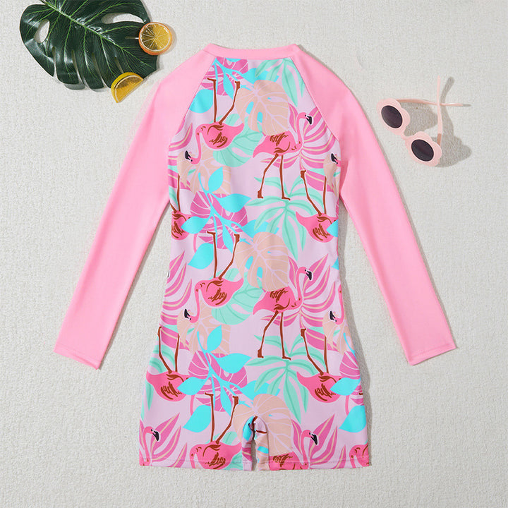 Dame badedragt med UV-beskyttelse og trendy flamingo-tryk Stilla