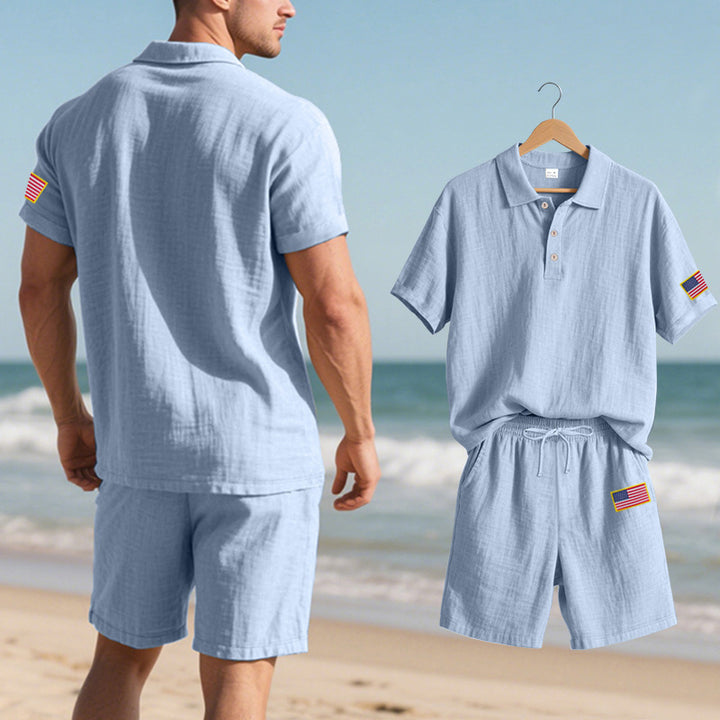 Herre poloshirt med shorts i casual strandlook Stilla