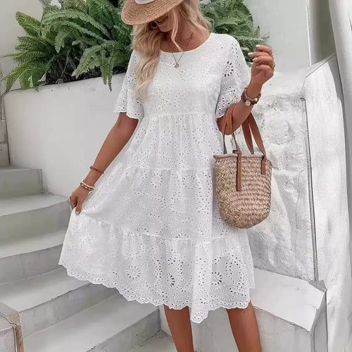 Femme Eyelet Broderie Anglaise Kjole Stilla