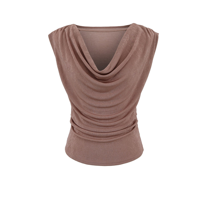 Dame top med elegant drapering og glat stof Stilla