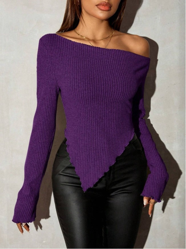 Damer Asymmetrisk Strik Sweater Stilla