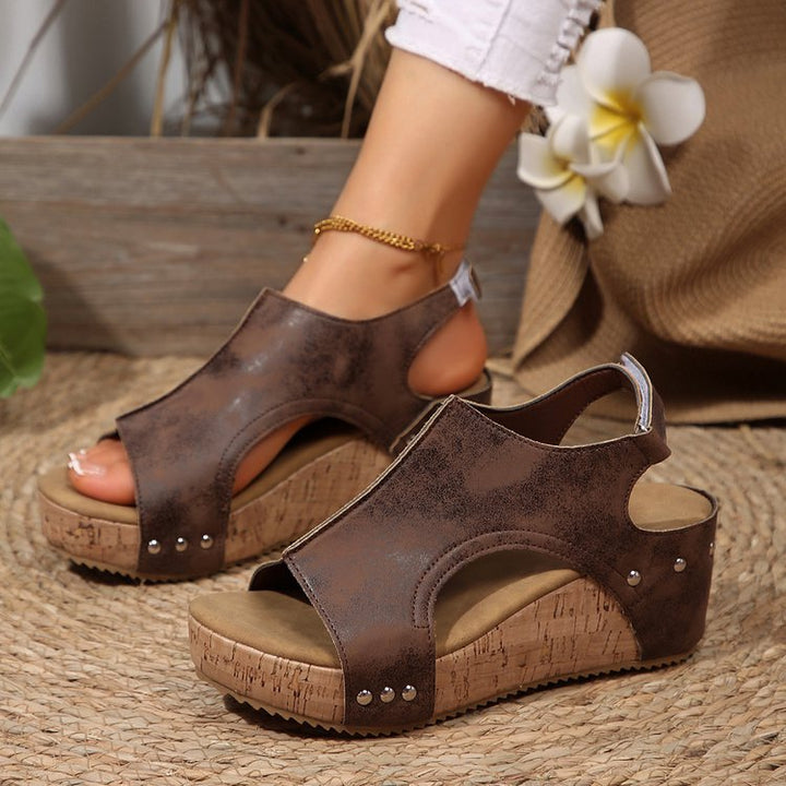 Dame Wedge-sandaletter med moderne korkdesign og ergonomisk fodseng Stilla