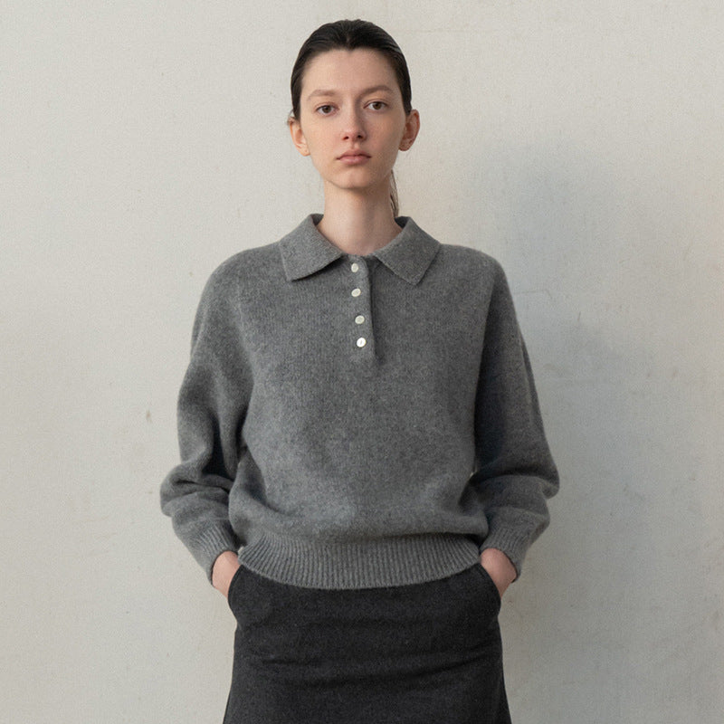 Dame Poloshirt i høj kvalitet cashmere-blanding med moderne snit Stilla