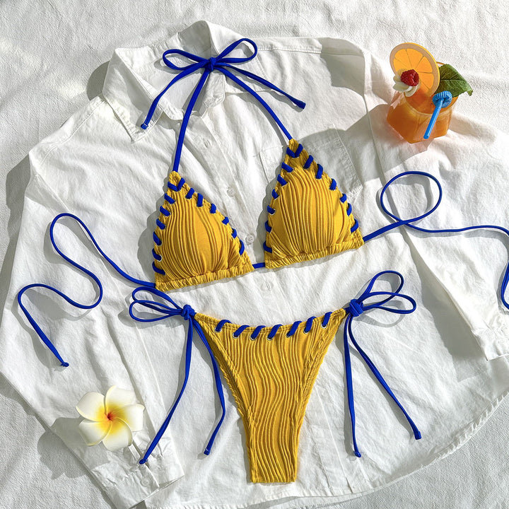 Dame triangle bikini med ruffle detaljer Skovae