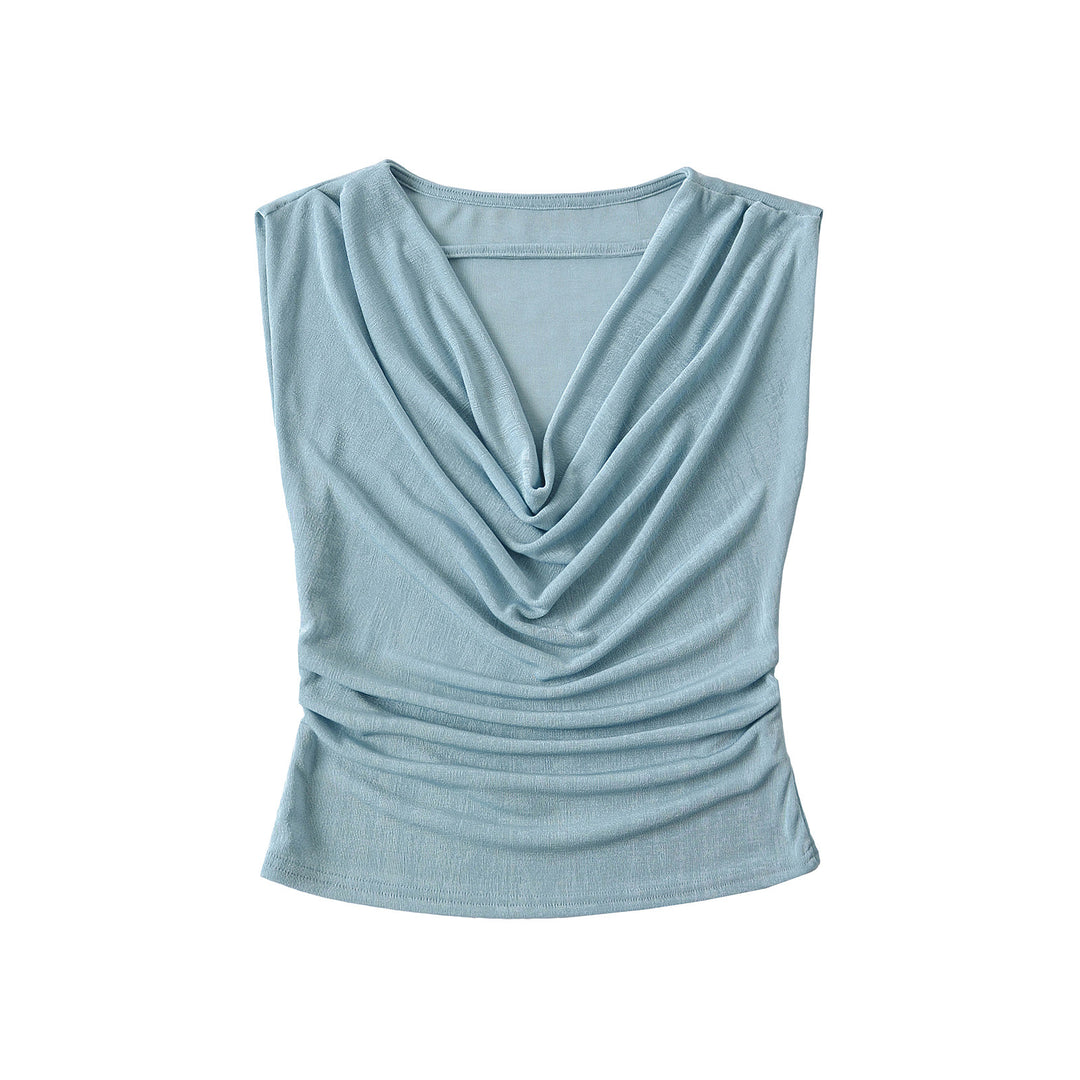 Dame top med elegant drapering og glat stof Stilla