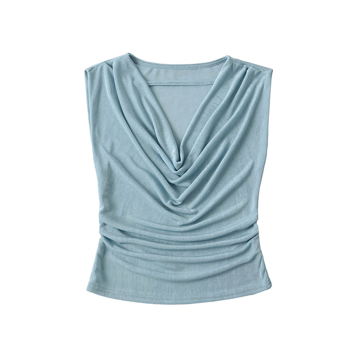 Dame top med elegant drapering og glat stof Stilla