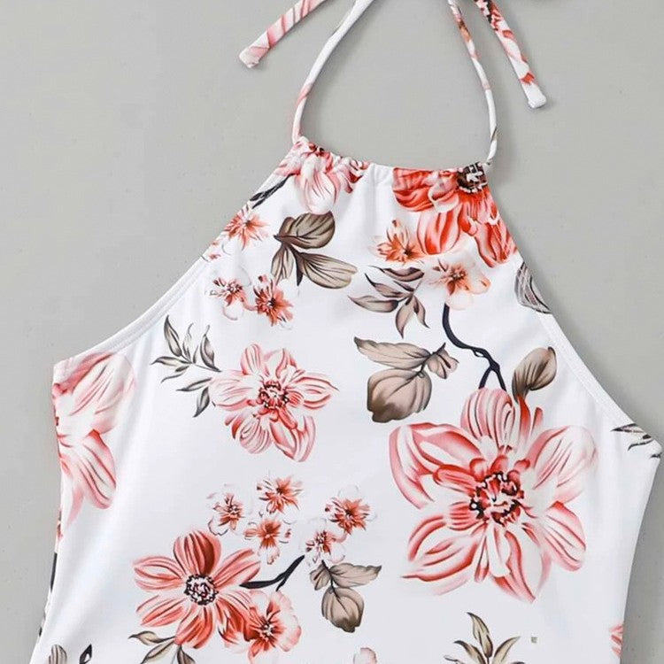 Damer Snittet Tankini med blomstret design og justerbare stropper Skovae